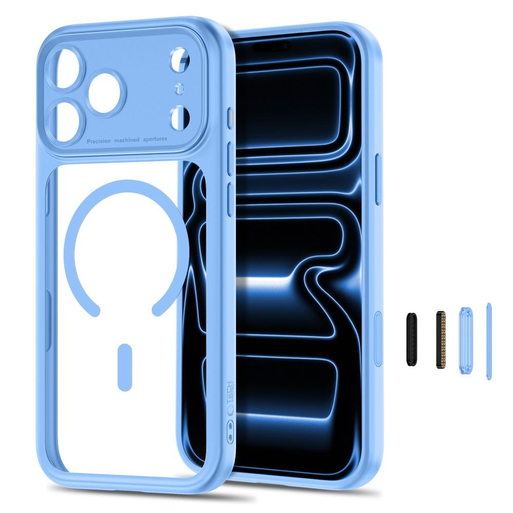 iPhone 18 Pro / 17 Pro Tech-Protect MagPeak Deksel - MagSafe Kompatibel - Lyseblå / Gjennomsiktig