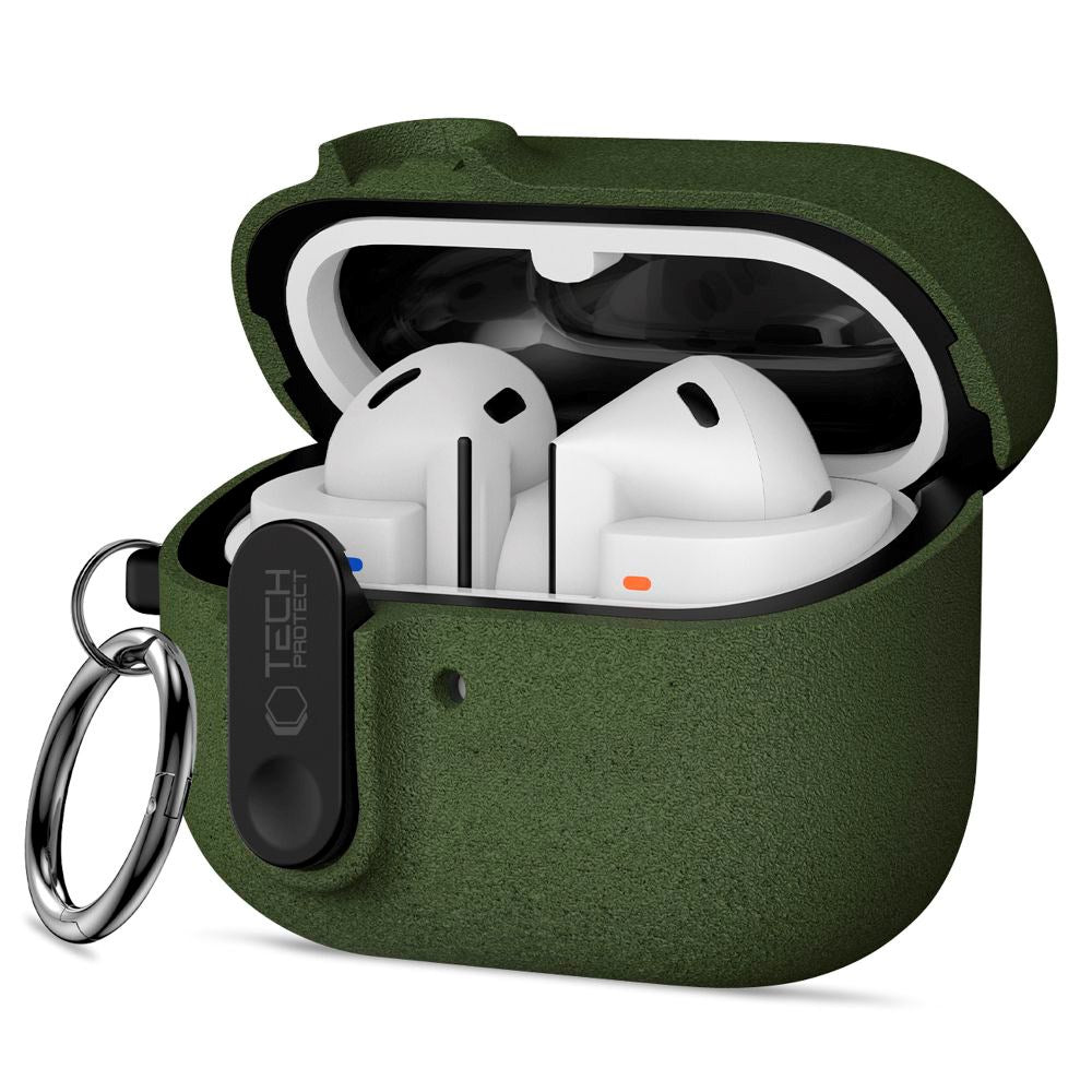 Samsung Galaxy Buds 3 / 3 Pro / 3 FE Tech-Protect Slim Hook Deksel m. Karabinkrok – Grønn