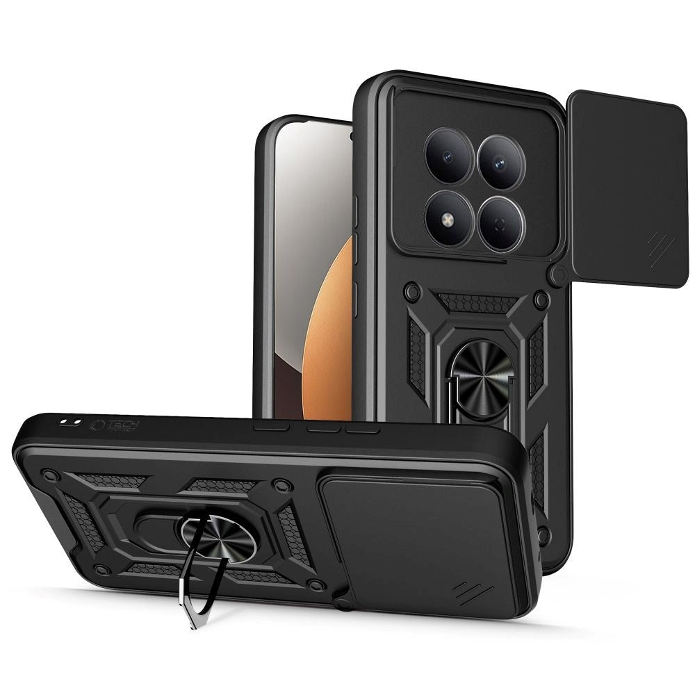 Xiaomi Redmi Note 15 Pro Tech-Protect Camshield Deksel med Magnetisk Ring & Stativfunksjon - Svart
