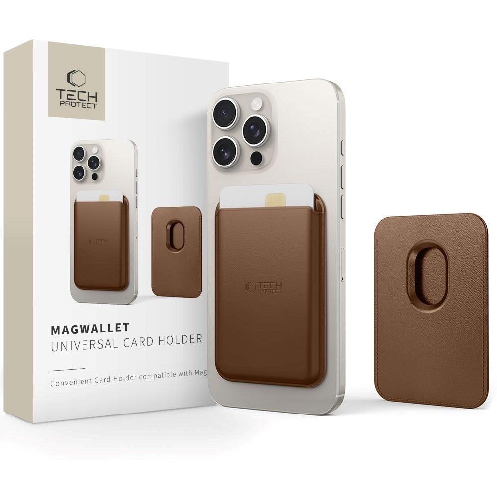 Tech-Protect MagWallet Kunstskinn Kortholder - MagSafe Kompatibel - Brun