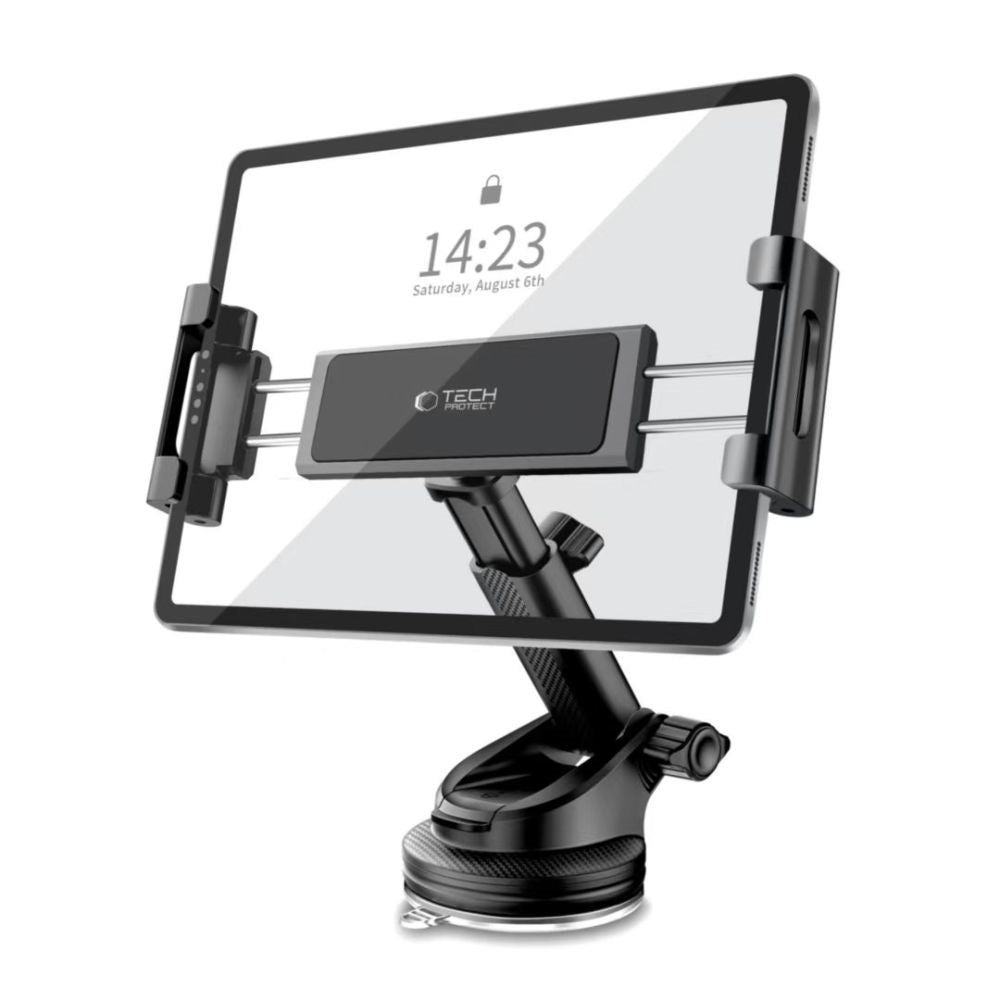 Tech-Protect V4 – Innovativt Bilholder for Tablet – 360° Rotasjon & Teleskoparm - Svart