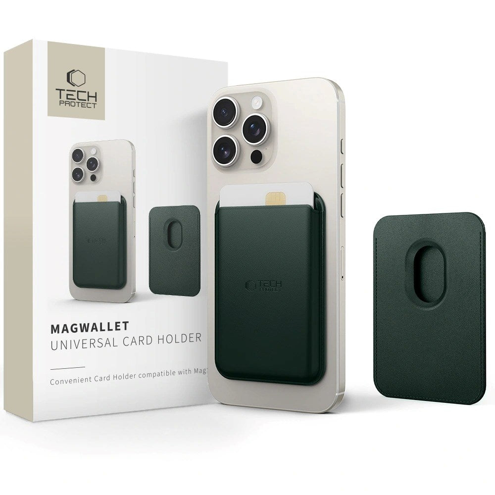 Tech-Protect MagWallet Kunstskinn Kortholder - MagSafe Kompatibel - Grønn