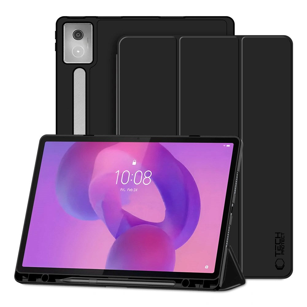 Lenovo IdeaTab Pro Tech-Protect Silikon Flip Deksel m. Ståfunksjon & Penn Holder - Svart