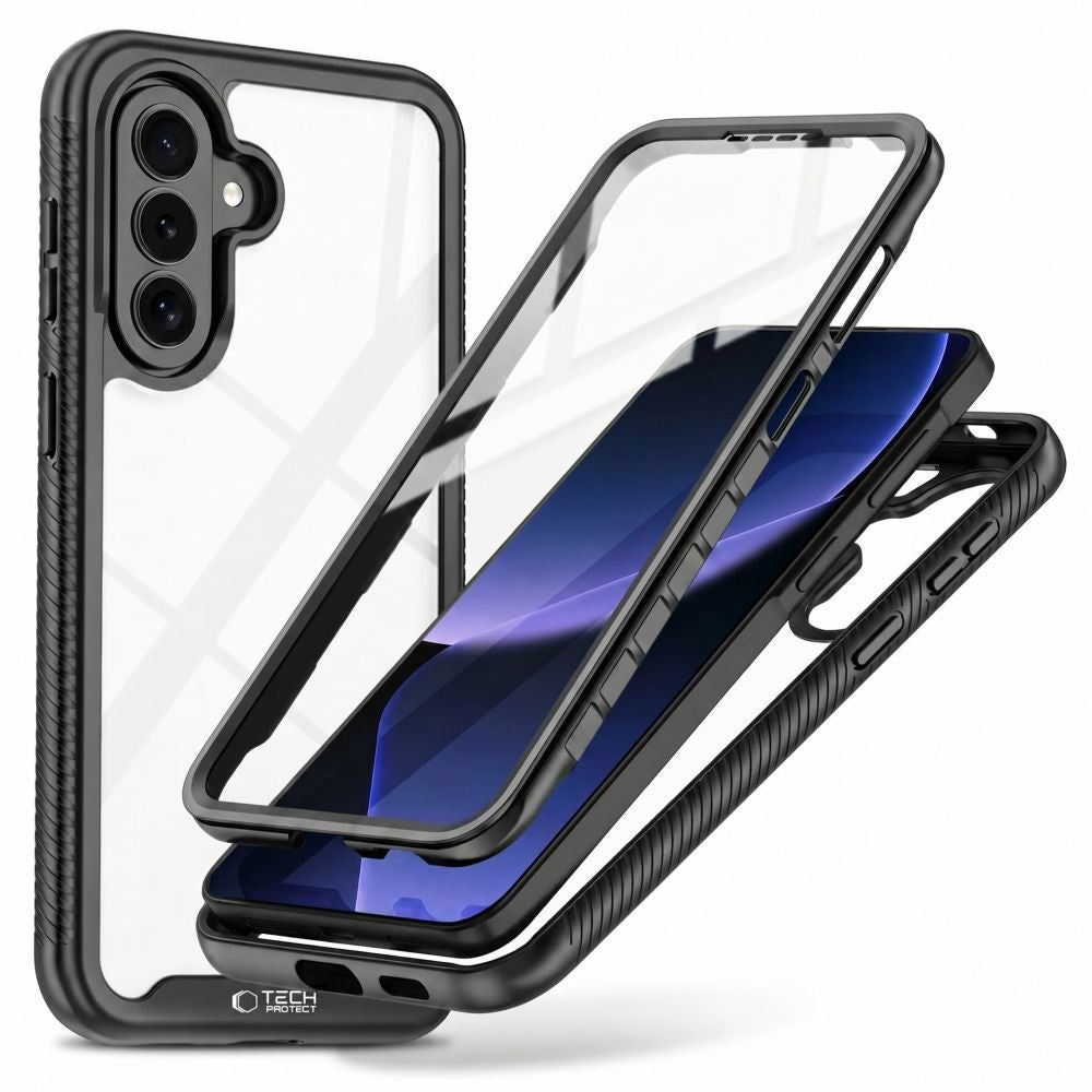 Samsung Galaxy A27 / A37 / A36 / A56 Tech-Protect Defence Deksel med Skjermbeskytter - Gjennomsiktig / Svart