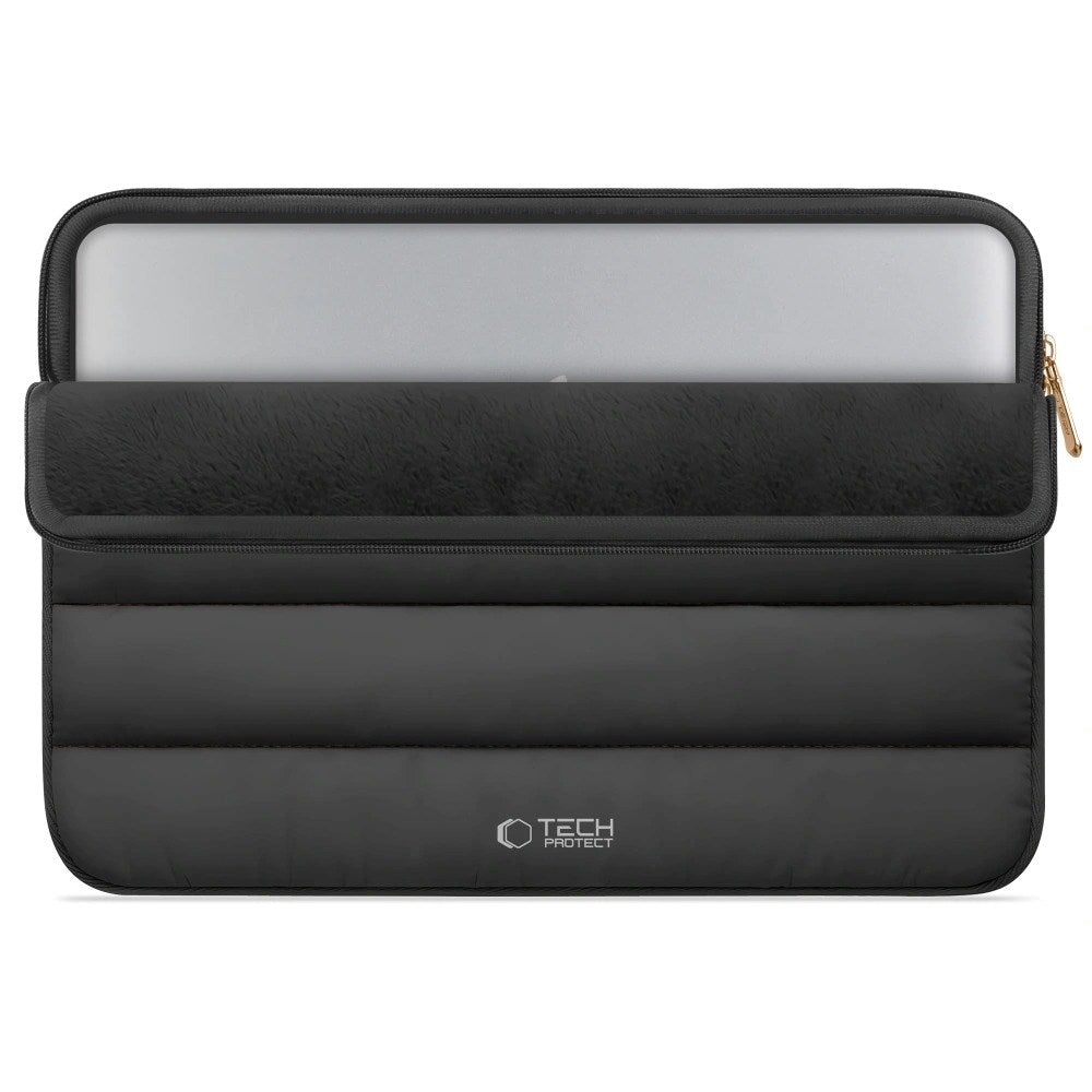 Tech-Protect Fluffy MacBook / Laptop 13-14" (25 x 35 cm) Sleeve med Ekstra Glidelåslomme - Svart