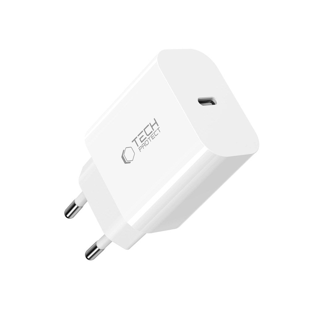 Tech-Protect 20W Vegglader m. 1 x Lightning Kabel - Hvit
