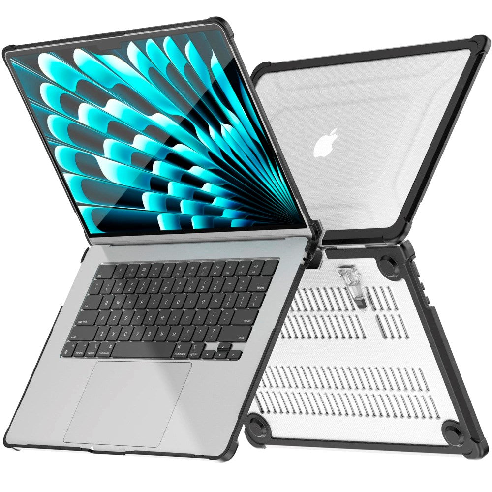 MacBook Air 15" M5/M4/M3/M2 (2026-2023) Tech-Protect SmartShell Pro Deksel - Svart / Gjennomsiktig