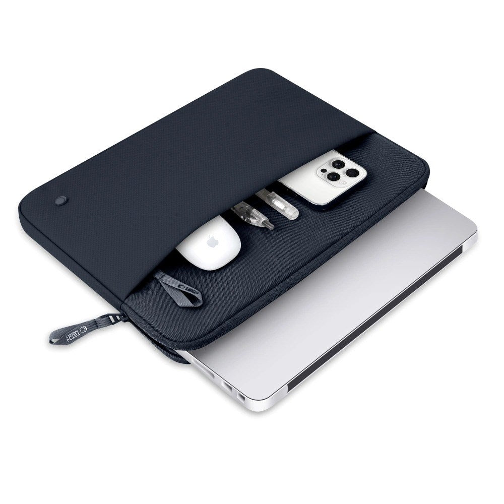 Tech-Protect MacBook / Laptop 13-14" Sleeve med Fôret Innside & Lomme - Mørk Blå