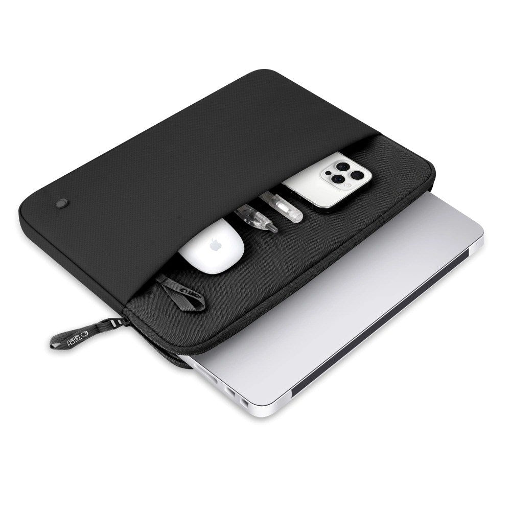 Tech-Protect MacBook / Laptop 13-14" Sleeve med Fôret Innside & Lomme - Svart