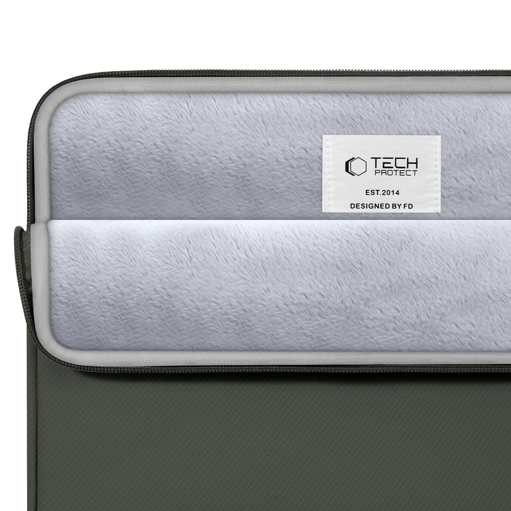 Tech-Protect MacBook / Laptop 15-16" Sleeve med Fôret Innside & Lomme - Mørkegrønn