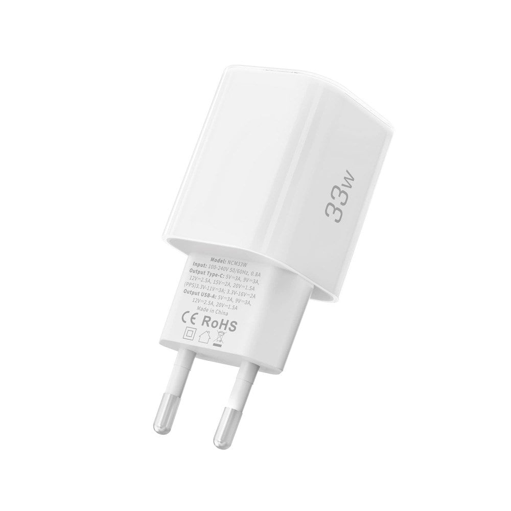 Tech-Protect 33W Vegglader m. 1x USB-A & 1x USB-C - Hvit