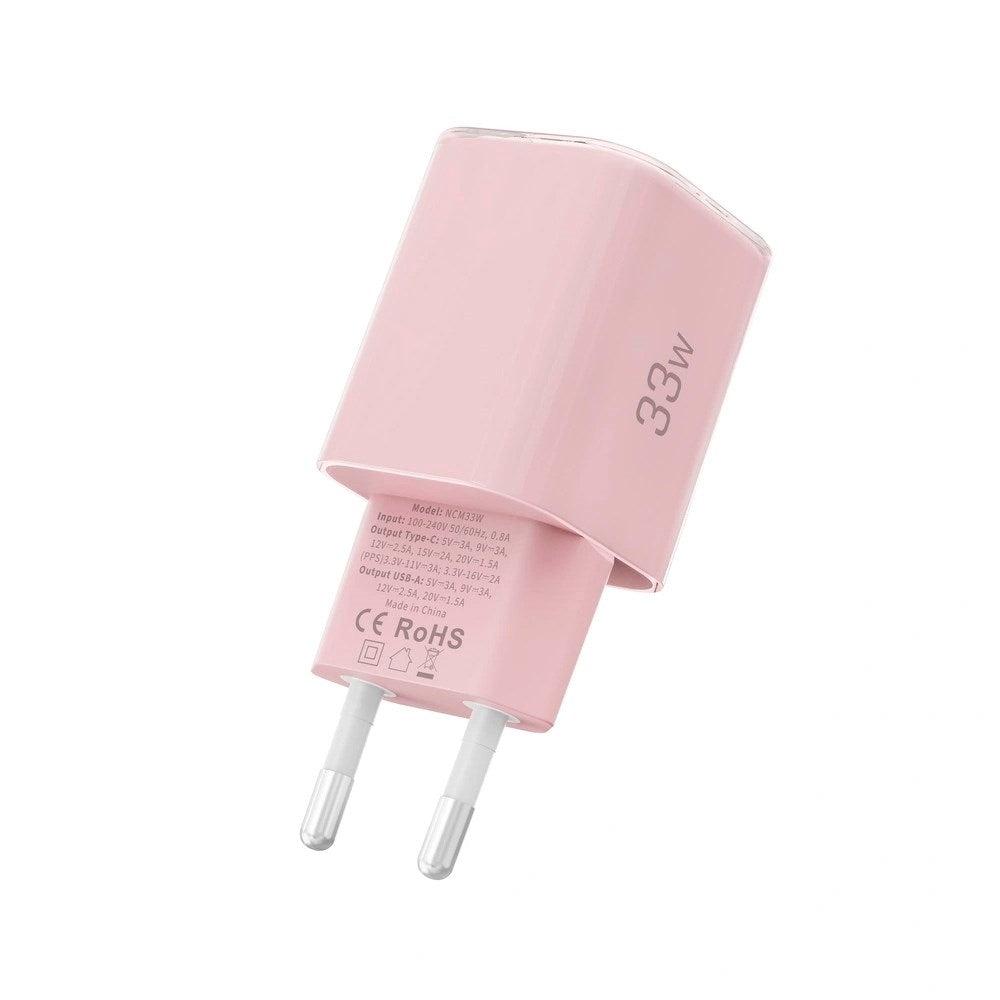 Tech-Protect 33W Vegglader m. 1x USB-A & 1x USB-C - Rosa