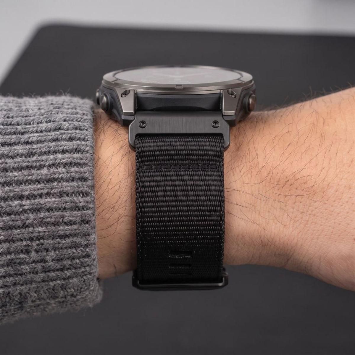 Universal Garmin 26mm QuickFit Tech-Protect Classic Nylon Reim - Svart