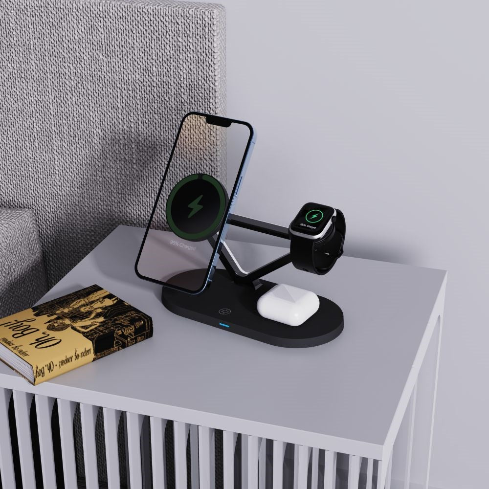 Tech-Protect 3-i-1 Magsafe Trådløs Lader QI 15W - Svart