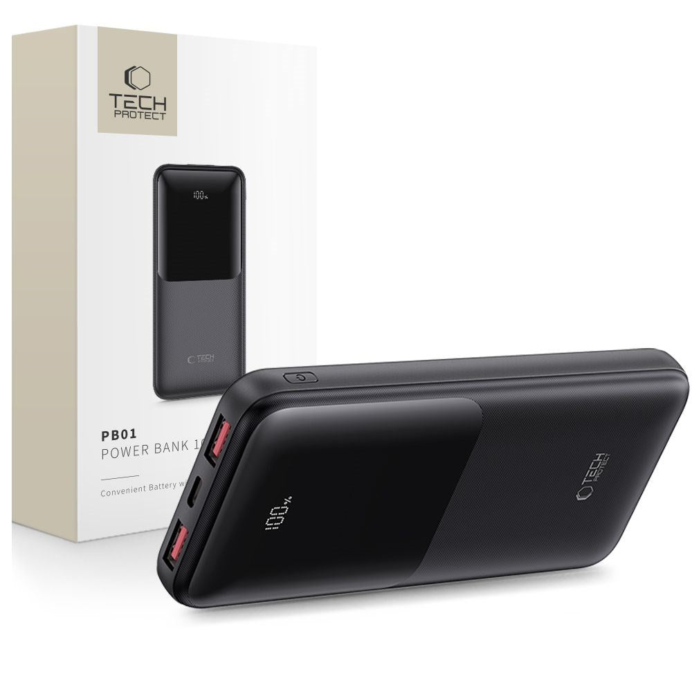 Tech-Protect Powerbank 10000mAh – Rask lading med 22.5W - Svart