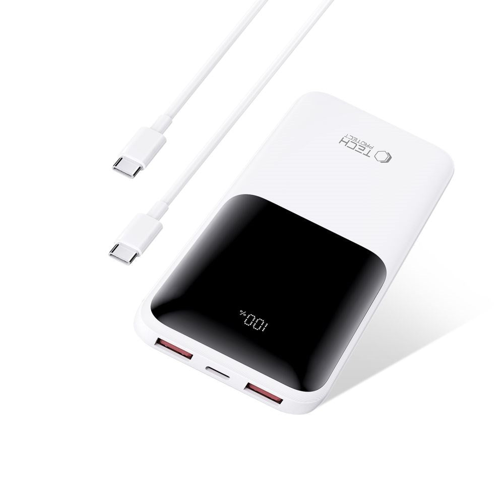 Tech-Protect Powerbank 10000mAh – Rask lading med 22.5W - Hvit