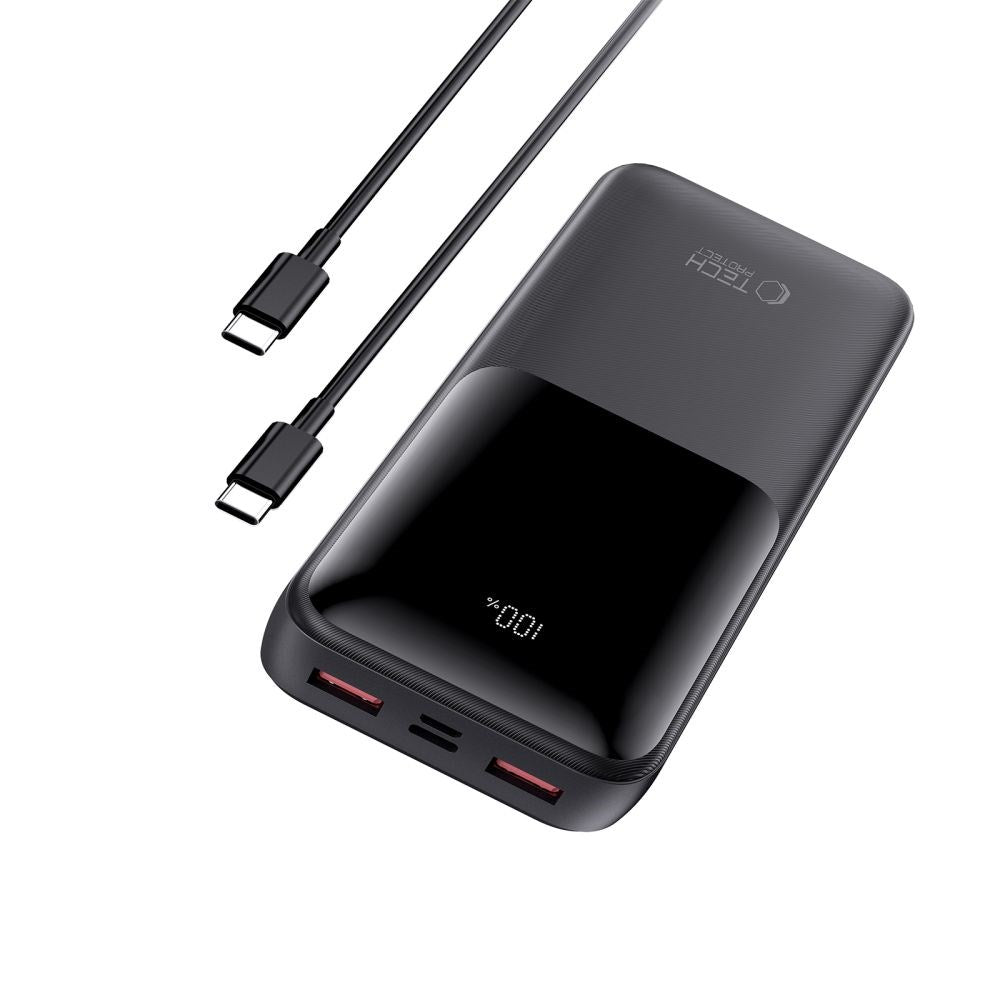 Tech-Protect Powerbank 20000mAh – Rask lading med 22.5W - Svart