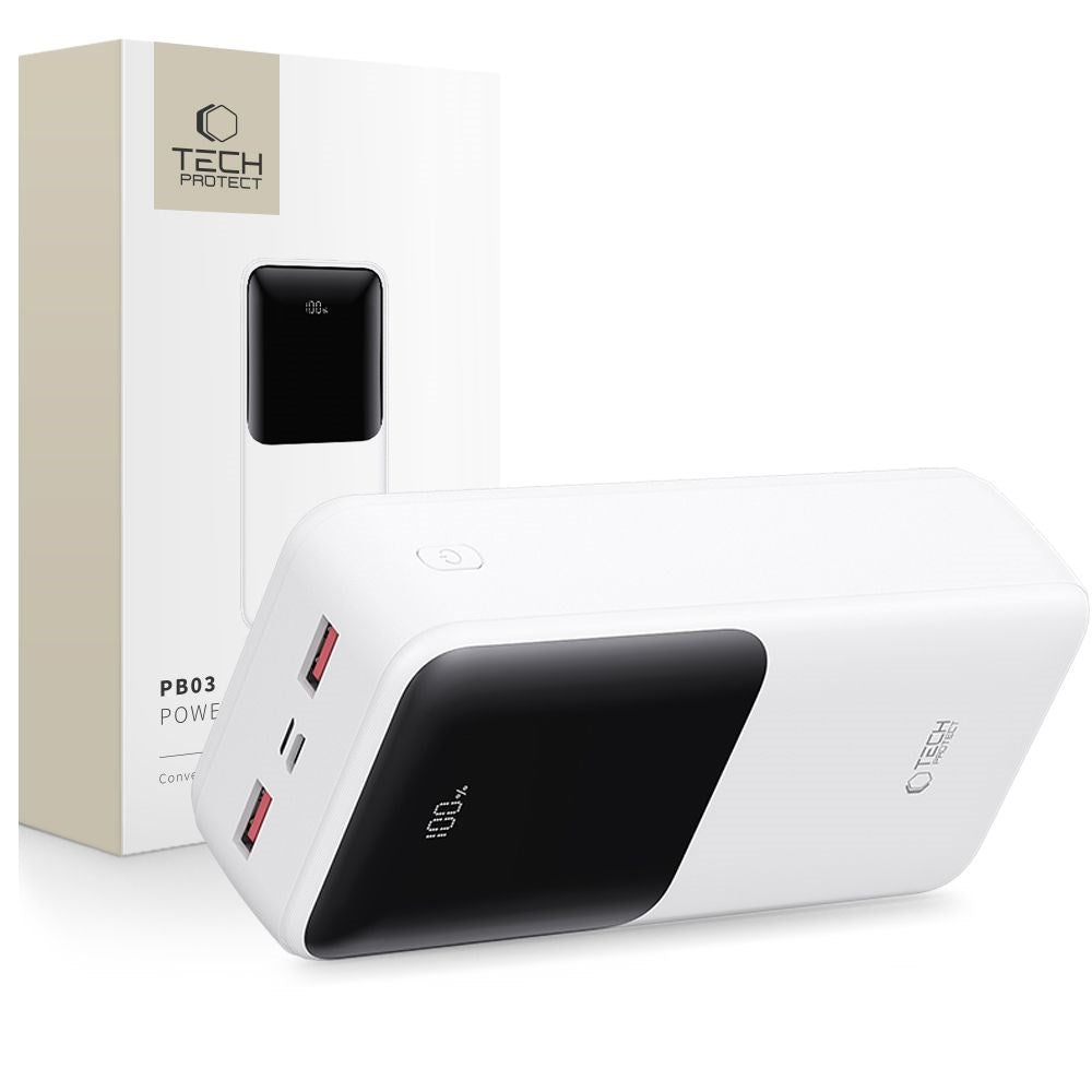 Tech-Protect Powerbank 10000mAh – Rask lading med 22.5W - Hvit