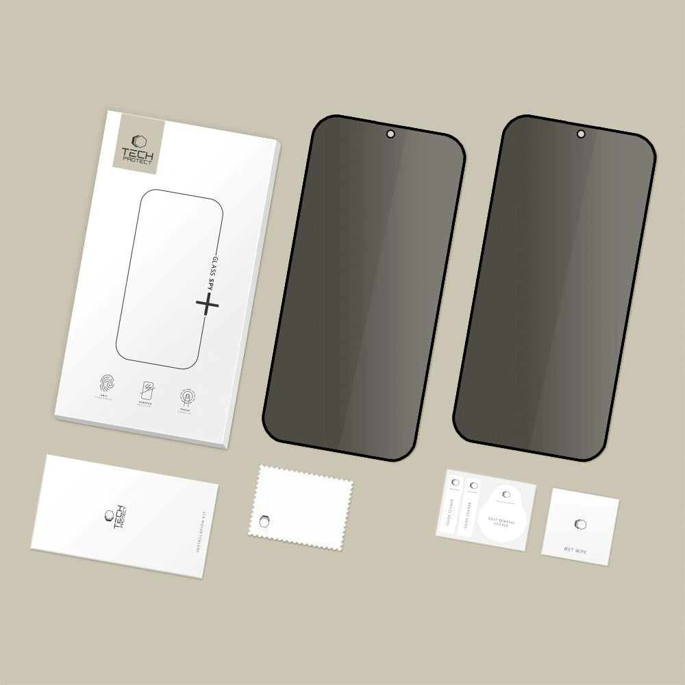 Samsung Galaxy A37 / A57 / S25 FE Tech-Protect Glass Spy+ Skjermbeskyttelsesglass - Privacy Funksjon - 2 stk. - Gjennomsiktig