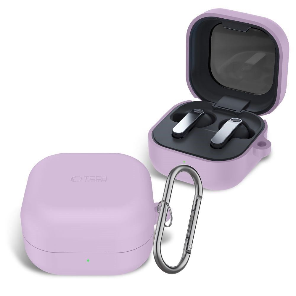 Samsung Galaxy Buds 4 / 4 Pro Tech-Protect Silikon Deksel m. Karabinkrok - Lilla