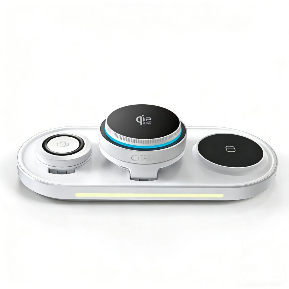 Tech-Protect A51 ARCTICBOOST 3-i-1 Trådløs Lader 25W - MagSafe / Qi2 Kompatibel - Hvit
