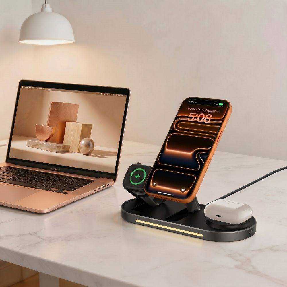 Tech-Protect A51 ARCTICBOOST 3-i-1 Trådløs Lader 25W - MagSafe / Qi2 Kompatibel - Svart