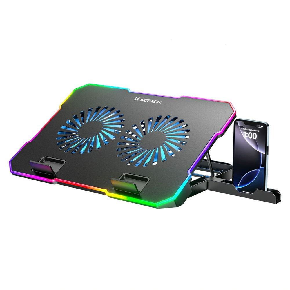 Wozinsky NitroCool Datastativ med RGB-Belysning & Kjøling – Svart