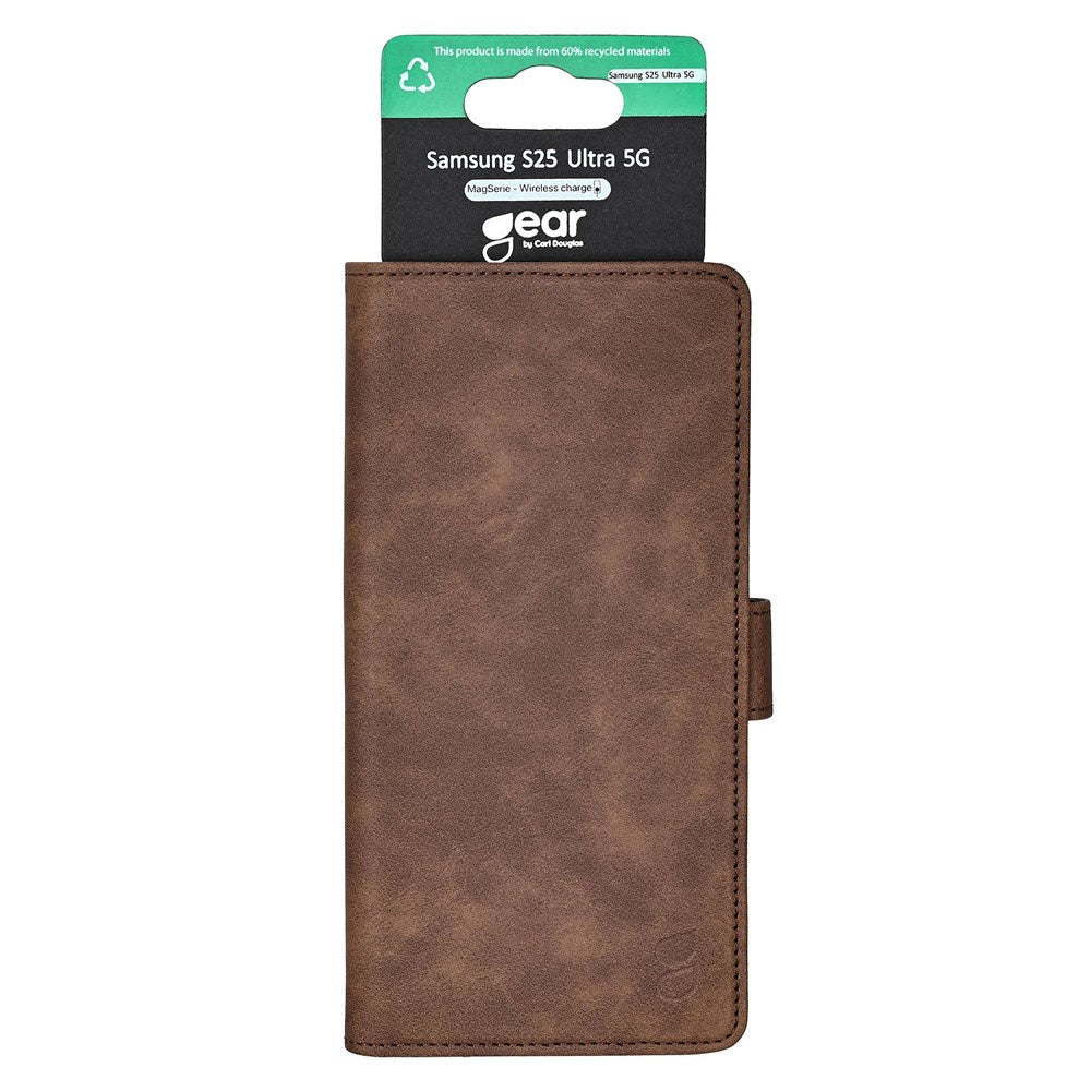 Samsung Galaxy S25 Ultra GEAR Classic Flip-deksel Kunst Skinn med Kortholder - Brun