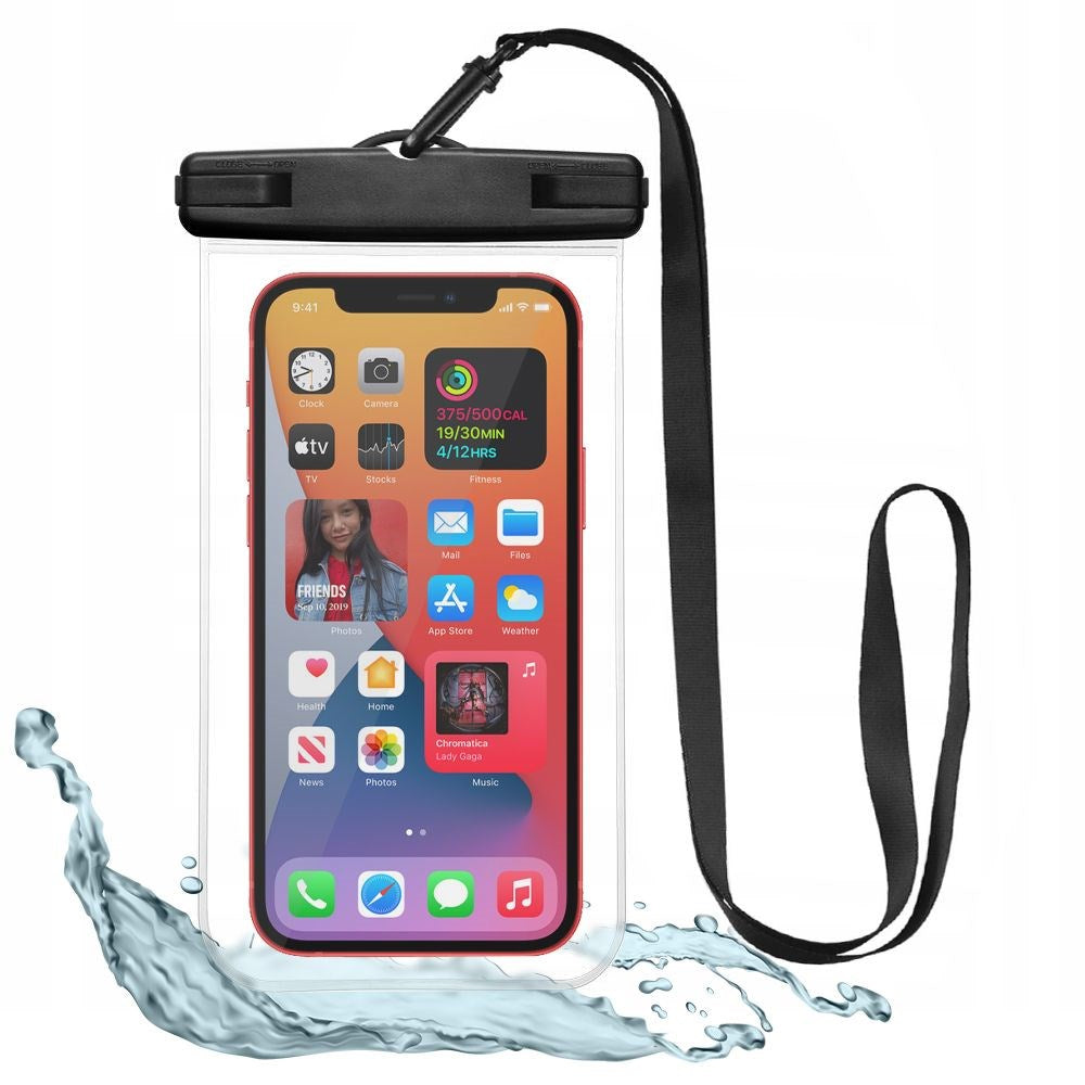 Tech-Protect Universal Vanntett Case Etui - Svart / Gjennomsiktig (Maks. Mobil: 163 x 90 x 10 mm)