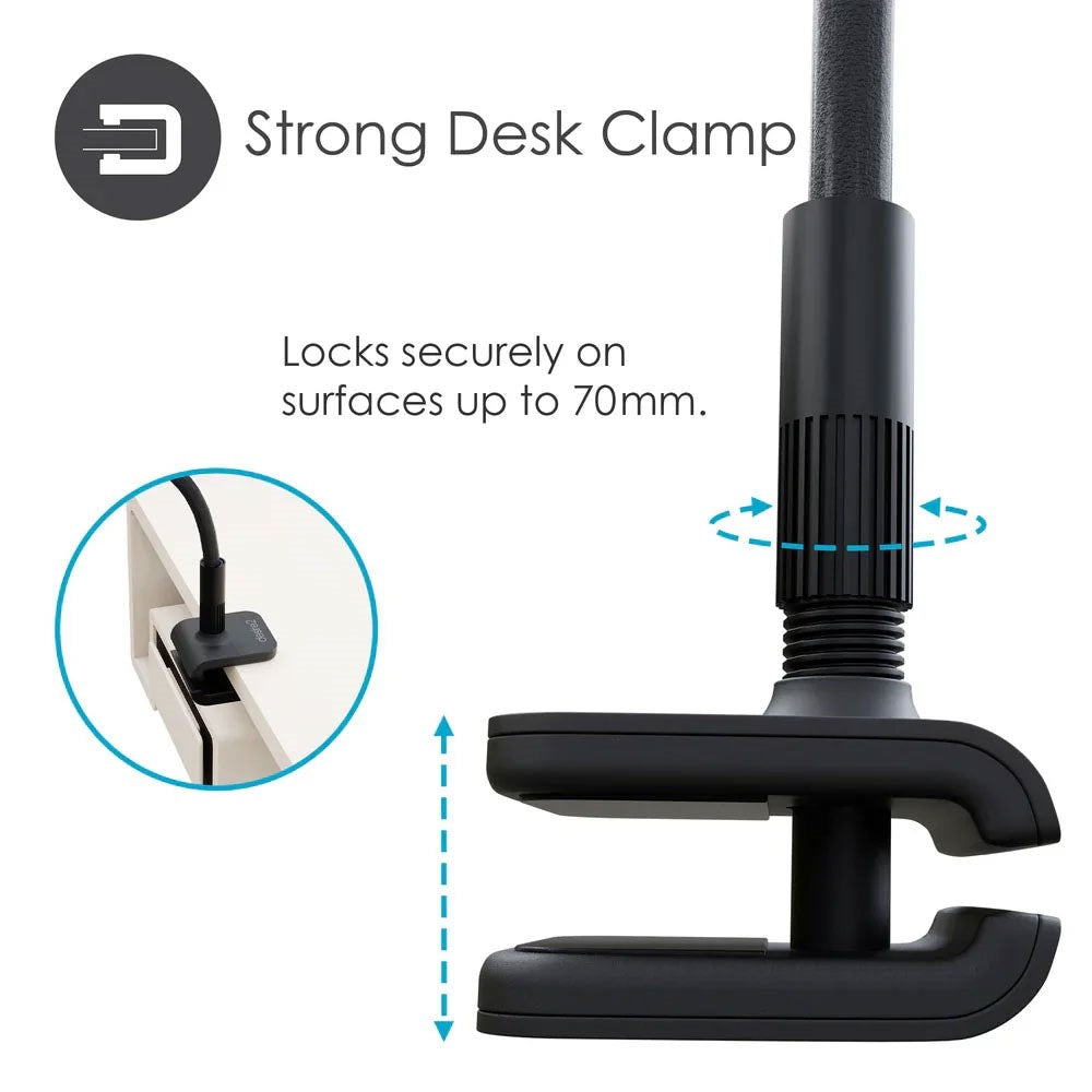 Desire2 Gooseneck Nettbrettholder for Bord - Formbar - Svart