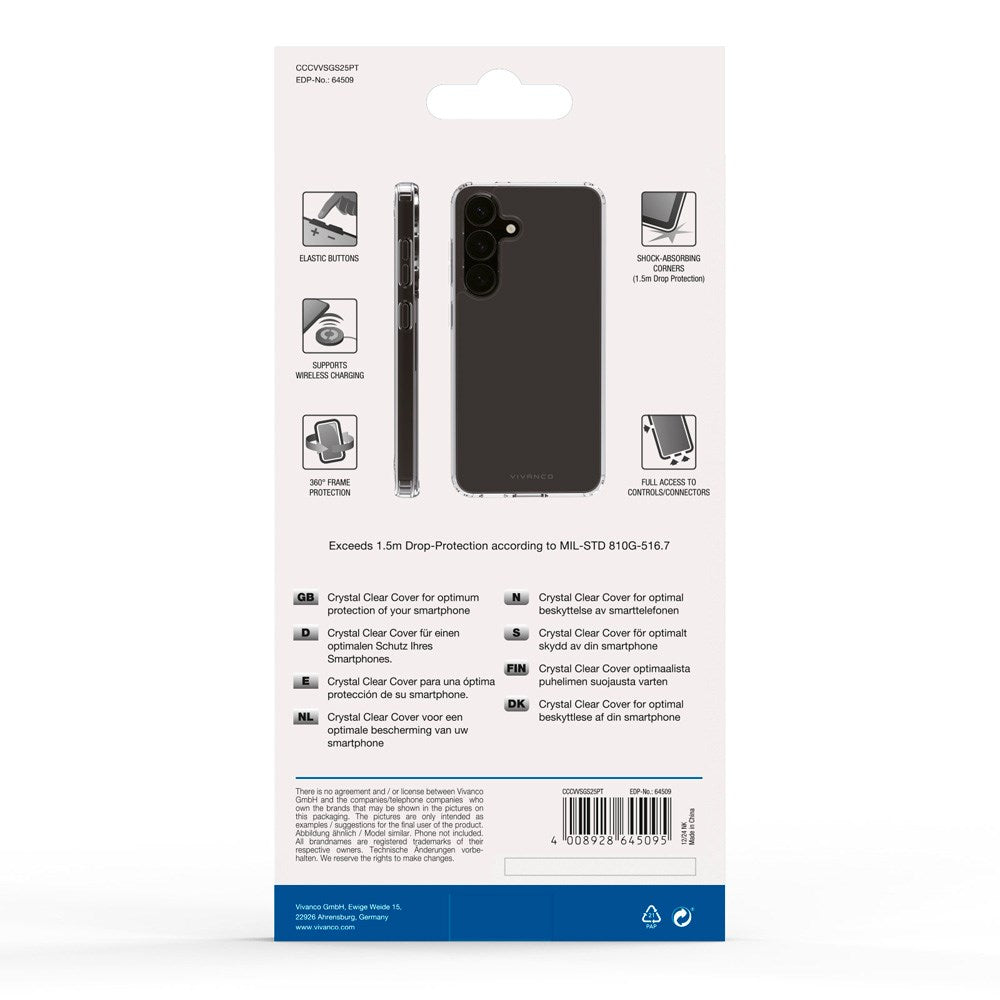 Samsung Galaxy S25+ (Plus) Vivanco Crystal Clear Bakdeksel – Gjennomsiktig