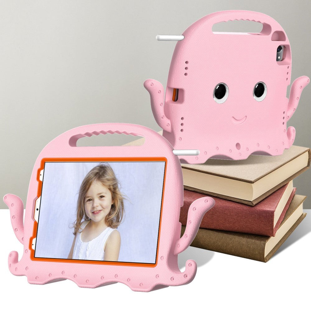 EIDERWOOD iPad Air 11" (2026-2024) / Pro 11" (2025-2018) Barnedeksel med Skulderstropp & Håndholder - Blekksprut - Baby Pink