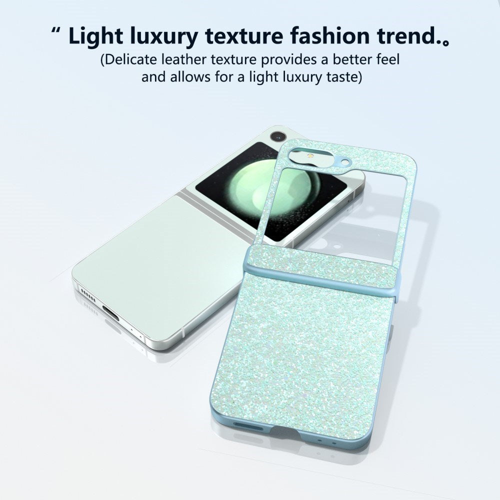 EIDERWOOD Samsung Galaxy Z Flip7 FE / Flip6 Skinnkledd Glitrende Plast Deksel - Mint Grønn