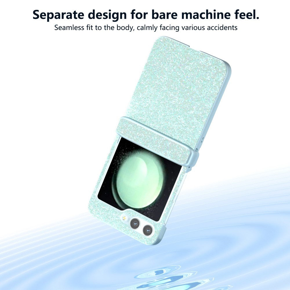 EIDERWOOD Samsung Galaxy Z Flip7 FE / Flip6 Skinnkledd Glitrende Plast Deksel - Mint Grønn
