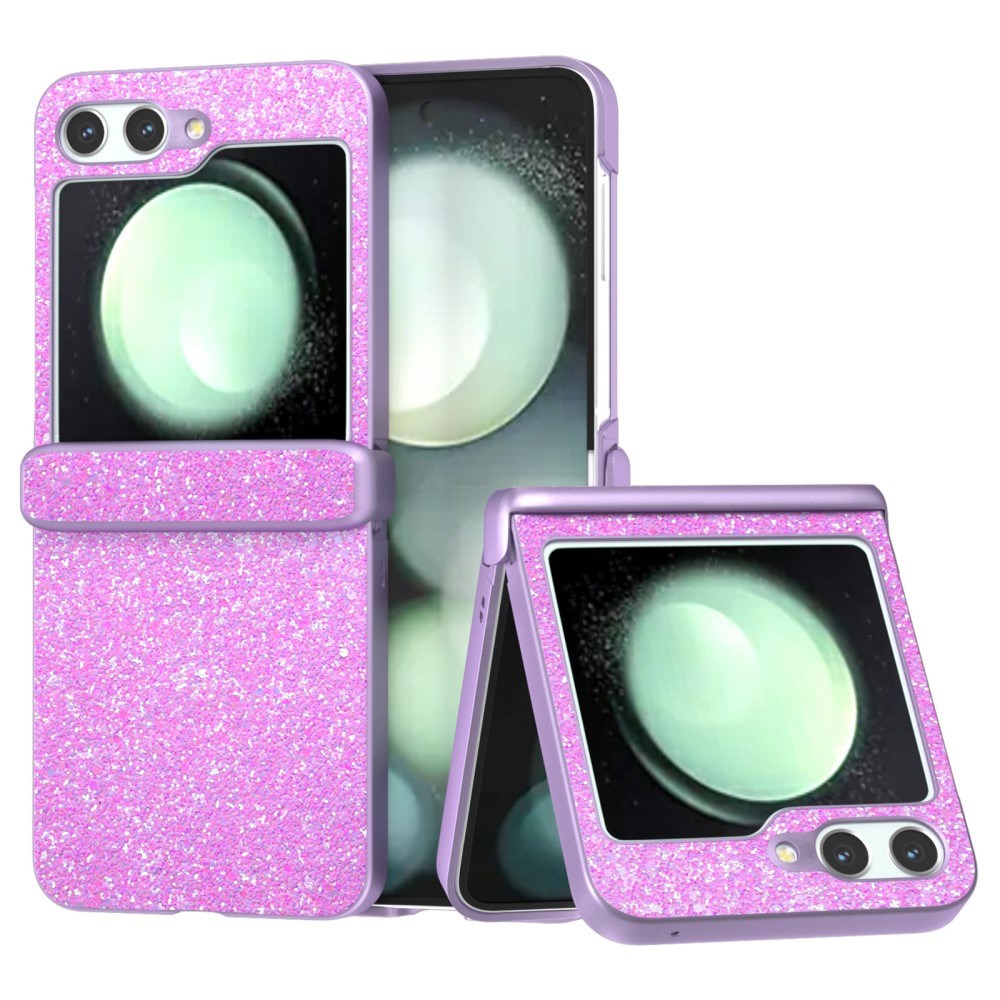 EIDERWOOD Samsung Galaxy Z Flip7 FE / Flip6 Skinnkledd Glitrende Plast Deksel - Lilla