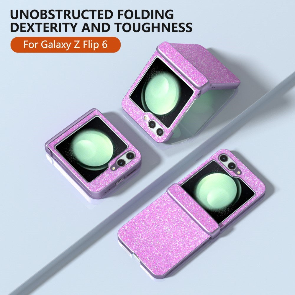 EIDERWOOD Samsung Galaxy Z Flip7 FE / Flip6 Skinnkledd Glitrende Plast Deksel - Lilla