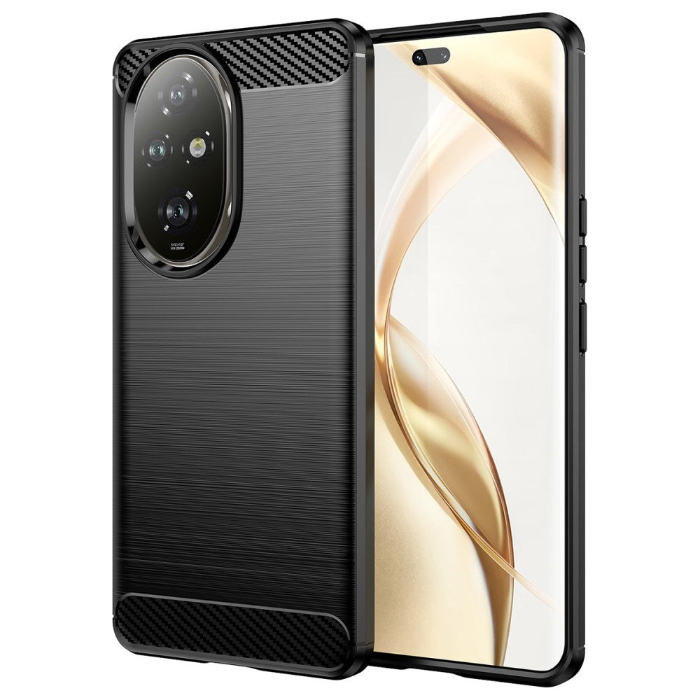EIDERWOOD Honor 200 Pro (5G) Brushed Carbon Fiber Fleksibelt Plast Deksel - Svart