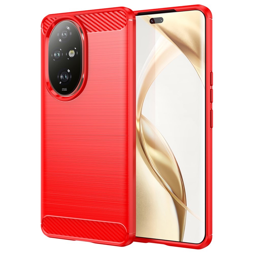 EIDERWOOD Honor 200 Pro (5G) Brushed Carbon Fiber Fleksibelt Plast Deksel - Rød