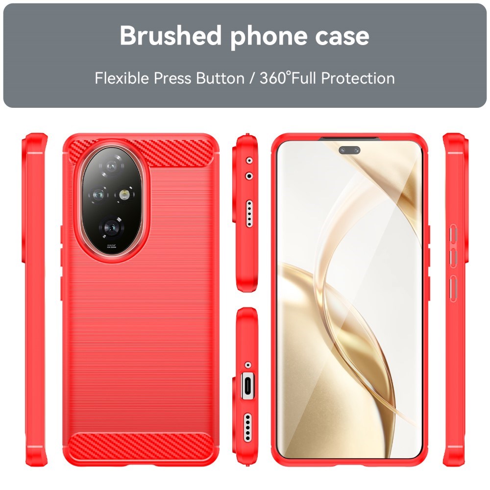 EIDERWOOD Honor 200 Pro (5G) Brushed Carbon Fiber Fleksibelt Plast Deksel - Rød