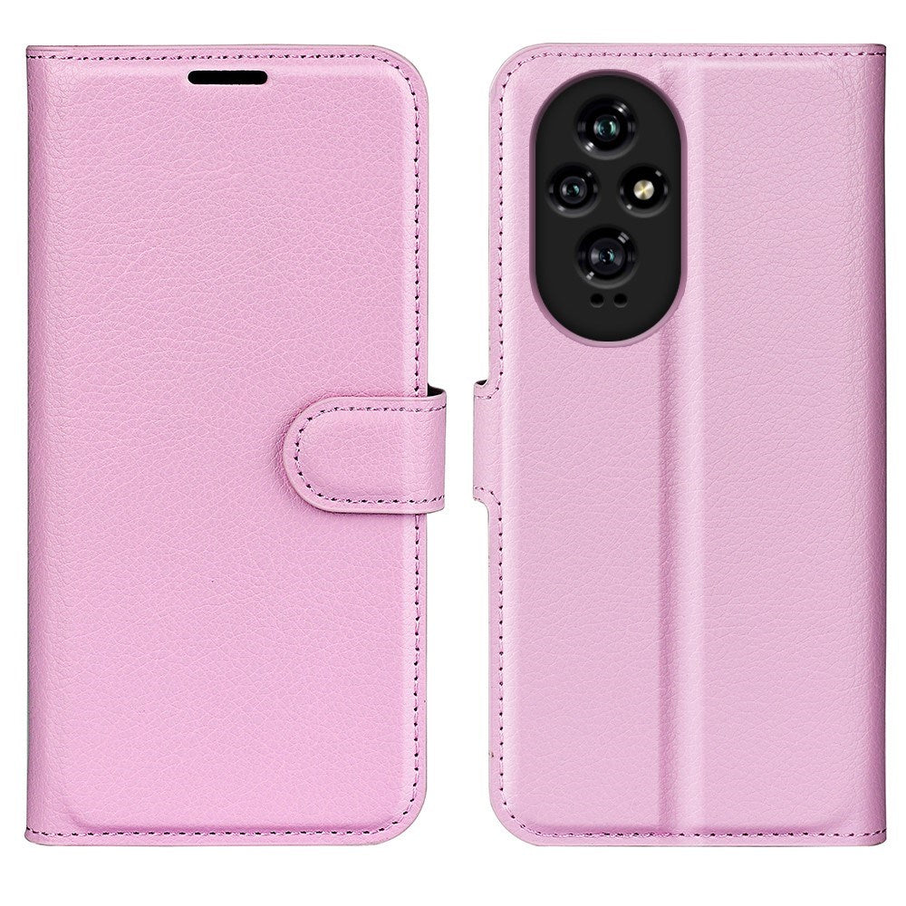 EIDERWOOD Honor 200 5G Deksel med Kortholder – Litchi Tekstur Kunstlær Flip-deksel - Pink