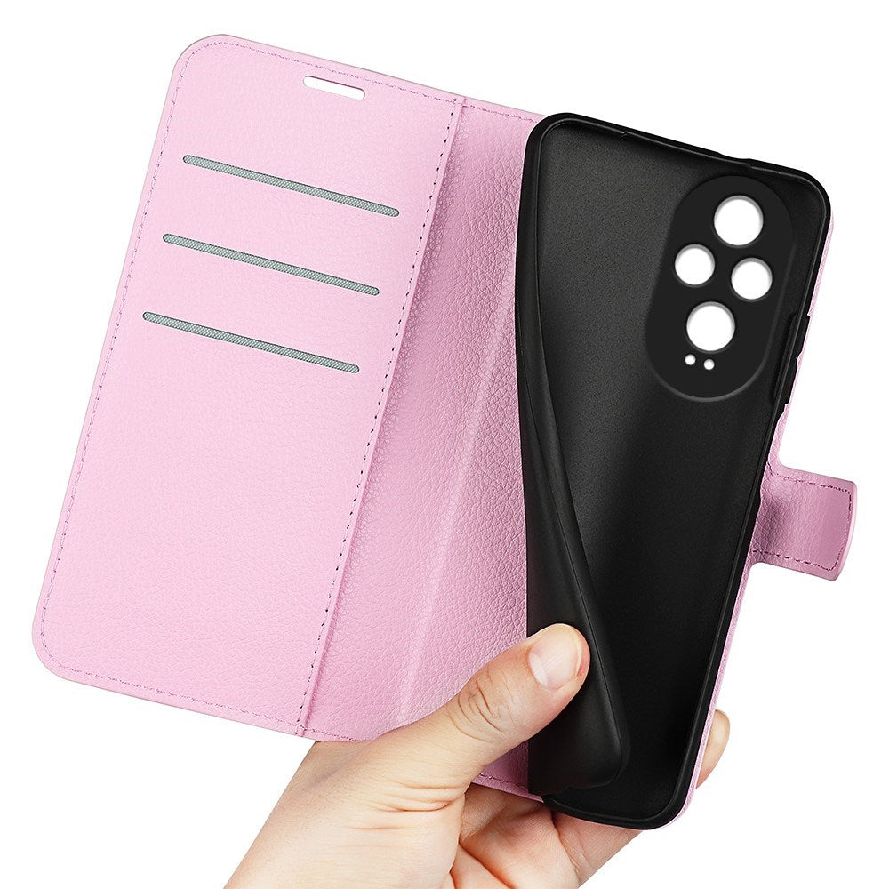 EIDERWOOD Honor 200 5G Deksel med Kortholder – Litchi Tekstur Kunstlær Flip-deksel - Pink