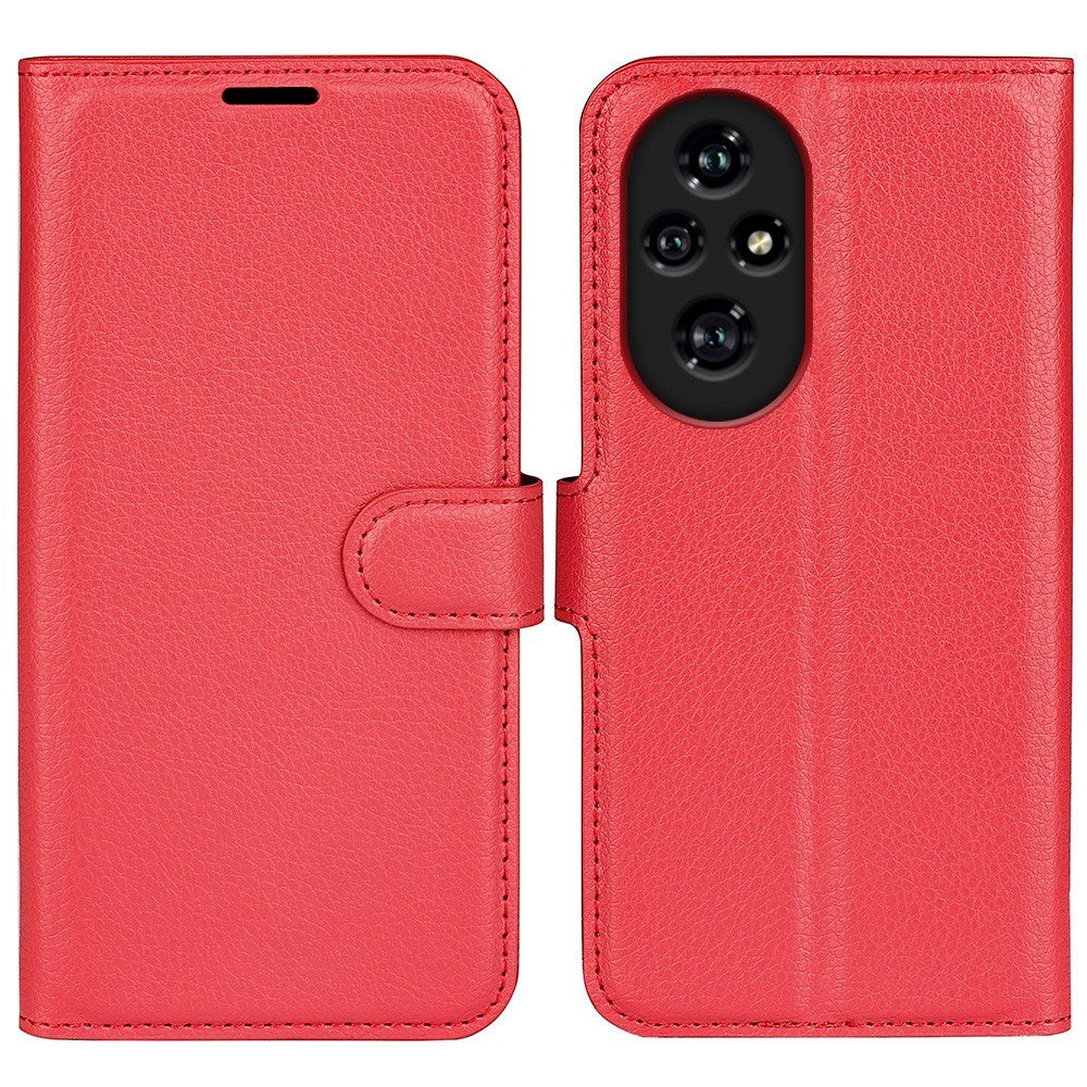 EIDERWOOD Honor 200 Pro (5G) Kunstskinn Flip Deksel m. Kortholder & Ståfunksjon - Rød
