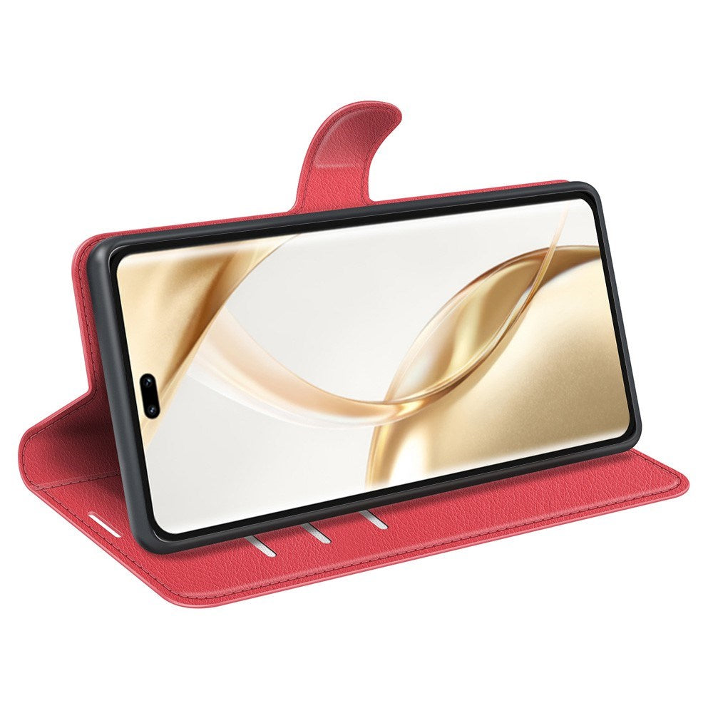 EIDERWOOD Honor 200 Pro (5G) Kunstskinn Flip Deksel m. Kortholder & Ståfunksjon - Rød