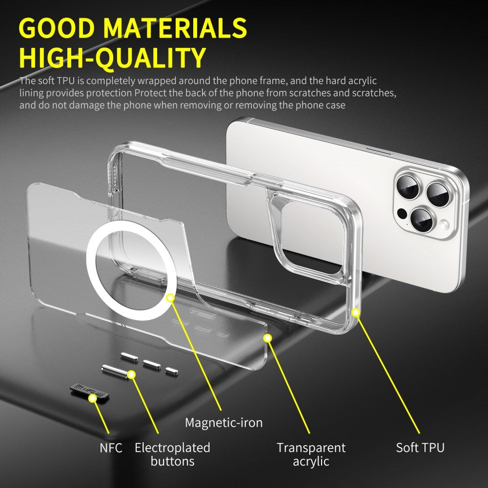 EIDERWOOD iPhone 16 Pro Hybrid Plast Deksel - MagSafe Kompatibel - Gjennomsiktig / Svart