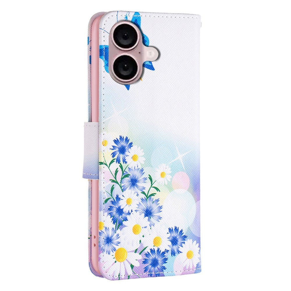 EIDERWOOD iPhone 16 Skinn Deksel m. Lommebok og Trykk - Blomster og Sommerfugl