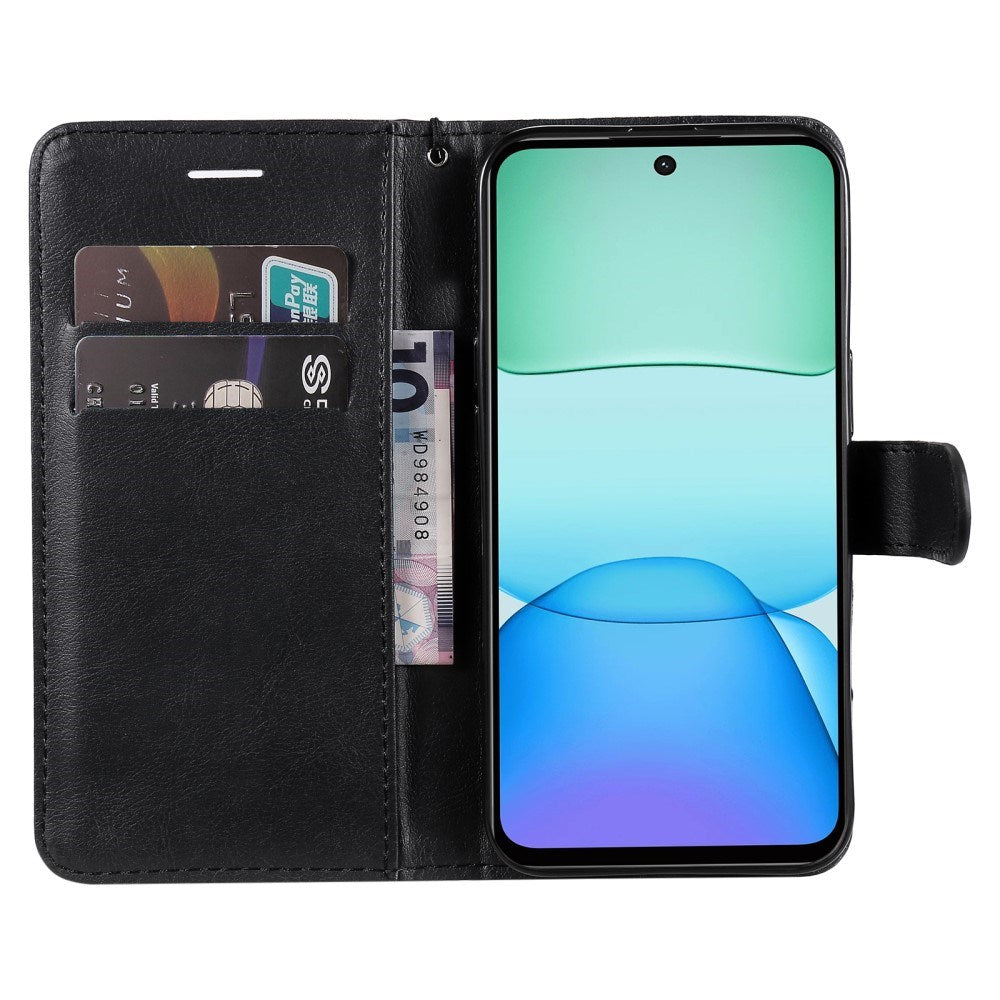 EIDERWOOD Xiaomi Redmi 13 Deksel i Kunstskinn med Lommebok og Stropp - Svart