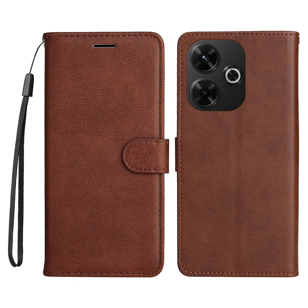 EIDERWOOD Xiaomi Redmi 13 Deksel i Kunstskinn med Lommebok og Stropp - Brun