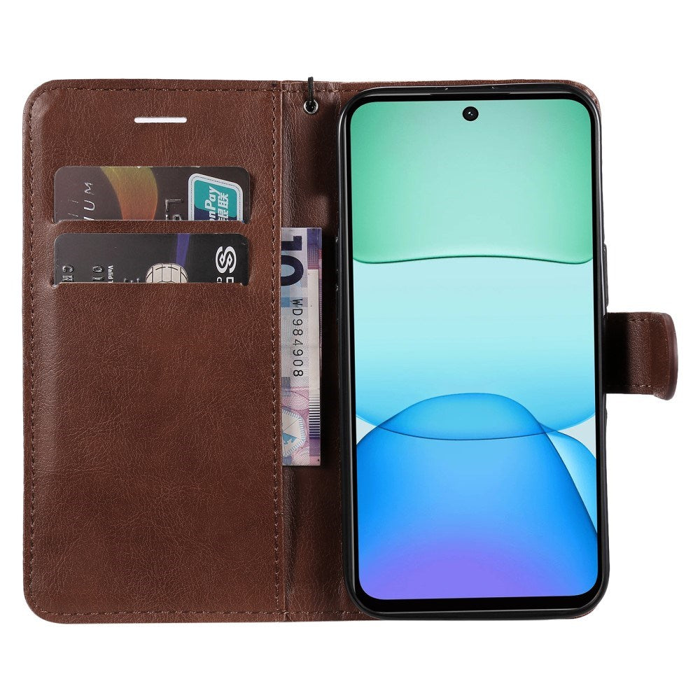 EIDERWOOD Xiaomi Redmi 13 Deksel i Kunstskinn med Lommebok og Stropp - Brun