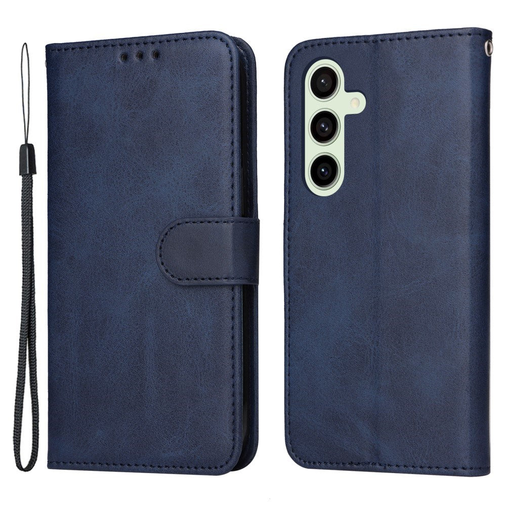 EIDERWOOD Samsung Galaxy S24 FE Skinndeksel med Lommebok og Stropp - Blå