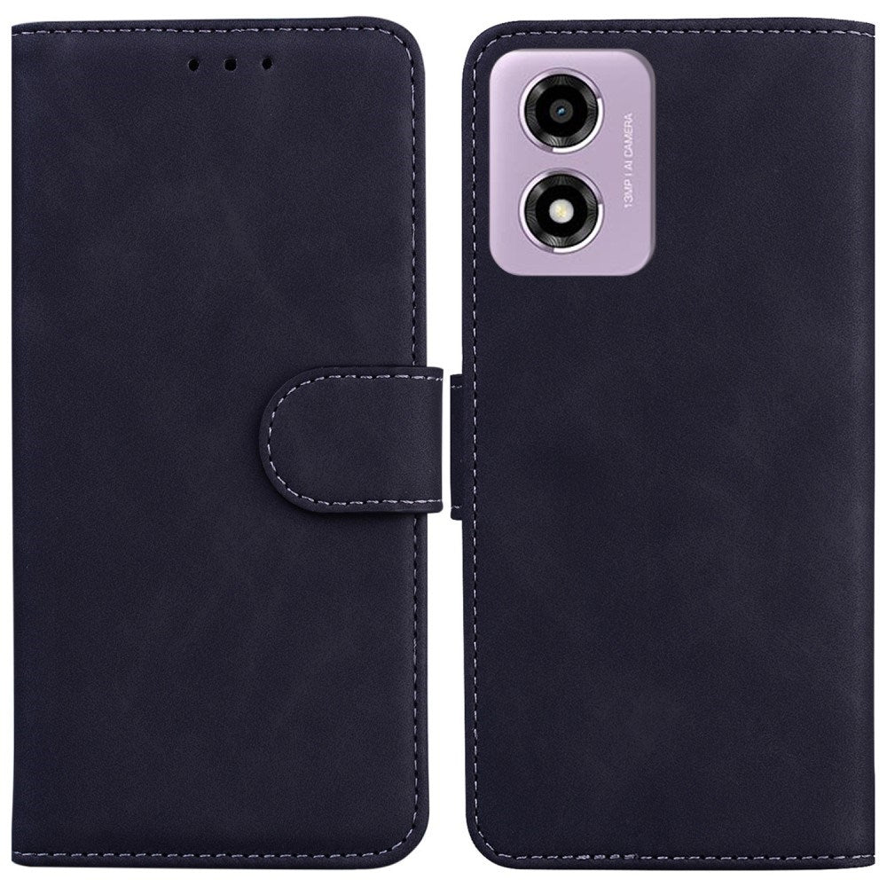 EIDERWOOD Motorola Moto E14 (4G) / G04s (4G) Kunst Skinn Flip Deksel med Stativ & Lommebok - Svart
